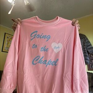Pink Kids Shirt with Blue Text